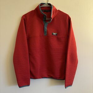 LL Bean Airlight Knit Pullover Sweatshirt Size Men’s Med Red Snap Quilted 506874